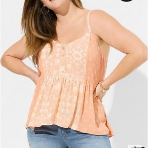 Torrid washable crinkle gauze tank peach bloom size 1 NWT